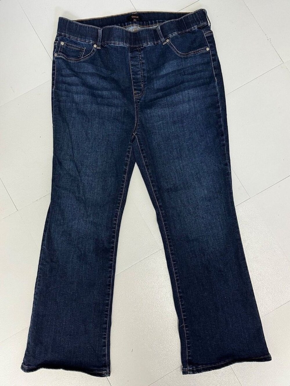 Quince Women's Dark Wash Stretch Denim Jeans, Size XL